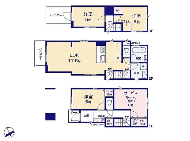 価格6380万円、3LDK+S、土地面積74.6m2、建物面積103.8m2
