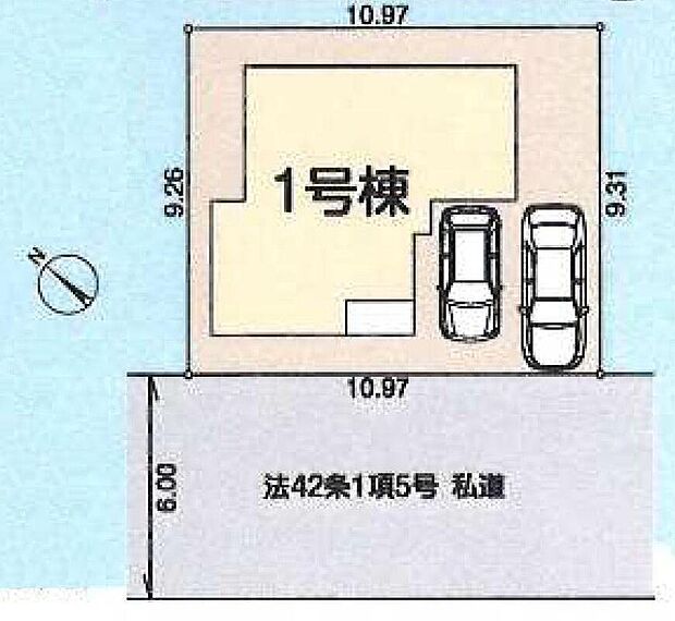 ☆全体区画図☆
カースペース並列２台可能です（車種による）。
南西道路に面し、陽当り良好です♪