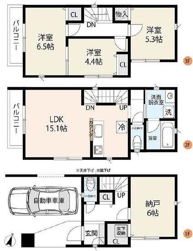 (3号棟)、価格8380万円、3LDK+S、土地面積60.37m2、建物面積107.99m2