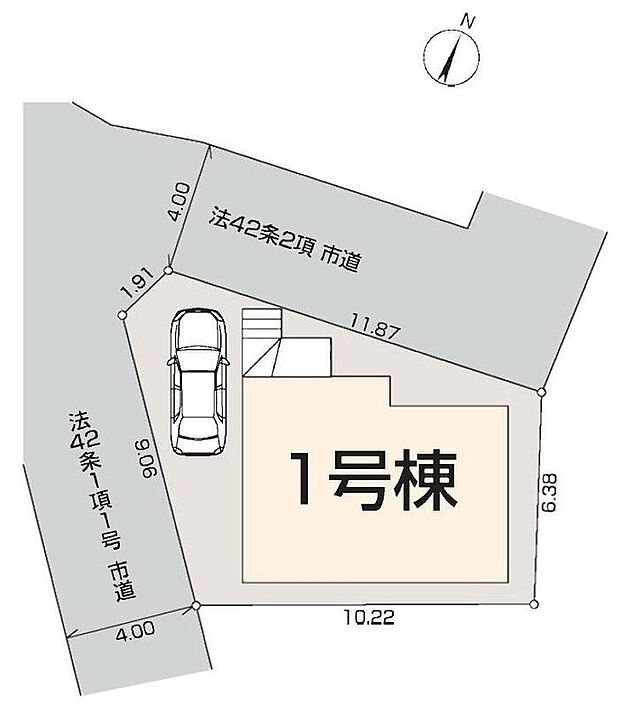 ☆全体区画図☆
カースペースございます。
角地のため、陽当り・通風共に良好です♪