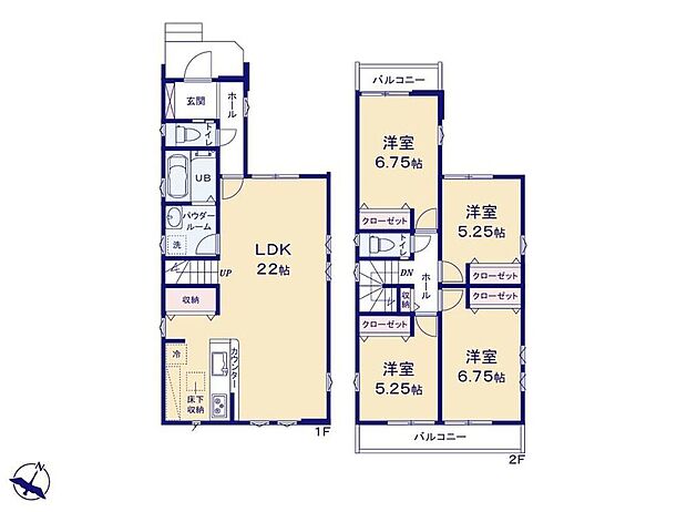 (1号棟)、価格5399万円、4LDK、土地面積95.33m2、建物面積105.58m2