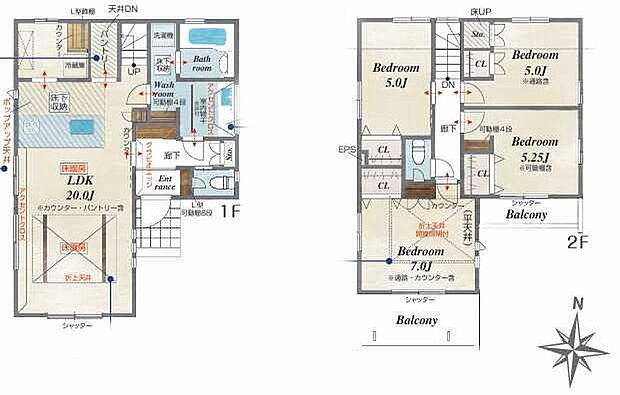 (１号棟)、価格6480万円、4LDK、土地面積107.24m2、建物面積98.69m2