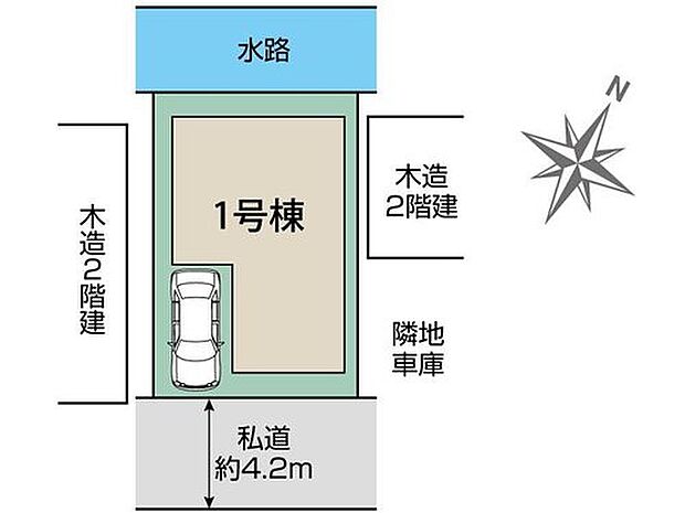 【 全体区画図】カースペースございます。
南側道路に面し、陽当り良好です♪