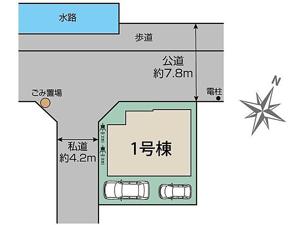 【全体区画図】カースペース２台可能です。