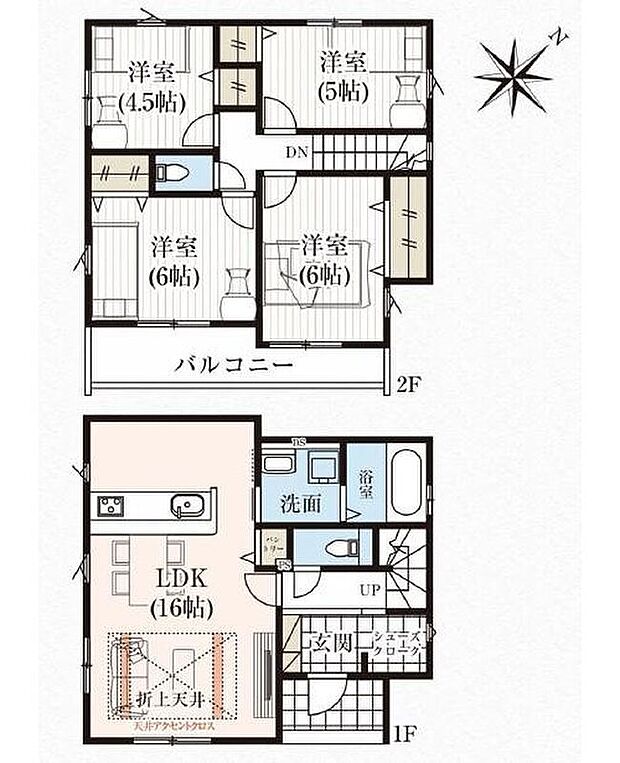 【１区画】土地価格:2330万円　プラン建物価格:1650万円　プラン間取り:4LDK　土地面積:113.1m2　プラン建物面積:90.46m2
