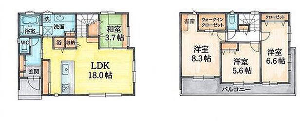 【3LDK】明るく開放感のあるリビング。対面式キッチンは、いつでもご家族を感じられる空間作りの重要ポイントです。
主寝室にはウォークインクローゼットを完備!増えがちな衣類やバッグなどを効率よく収納できます。