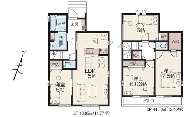 【4LDK】自然光がたっぷり室内に降り注ぎ、居心地のよいリビング。ご家族の楽しい笑い声が聞こえてきそうです。
収納も多く住みやすい邸宅です♪ご家族での生活に寄り添う設計となっております。