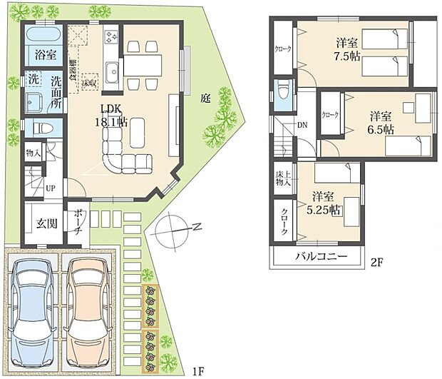 【3LDK】全室照明器具・1F居間エアコン・車庫2台分他外構工事含む。
地震に=「強い家」=2×4工法住宅