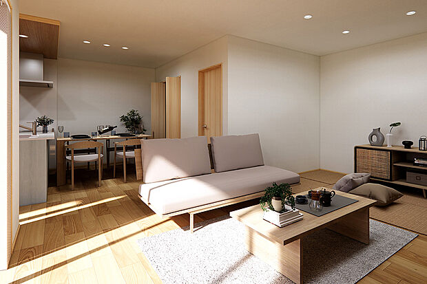 彩光・通風に配慮した間取りで、毎日快適なリビングスペース♪/2号地完成予想パース