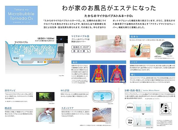 【【たからのミラバスビジョン】】浴槽内のお湯にマイクロバブルを発生させるシステムです。毎日の入浴で超微細な気泡による洗浄・温浴効果を得られます。※Image Photo