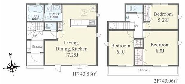 (2号棟)、価格4299万円、3LDK、土地面積107.71m2、建物面積86.94m2