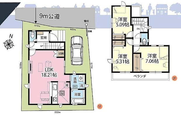 (1号棟)、価格4180万円、3LDK、土地面積81.24m2、建物面積84.56m2