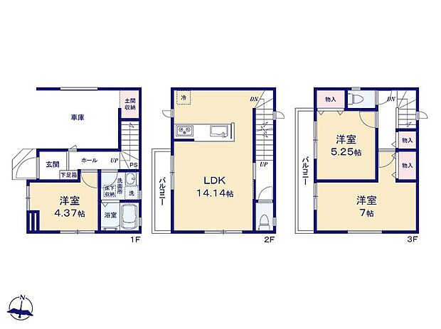 (A号棟)、価格4290万円、3LDK、土地面積50.37m2、建物面積89.52m2