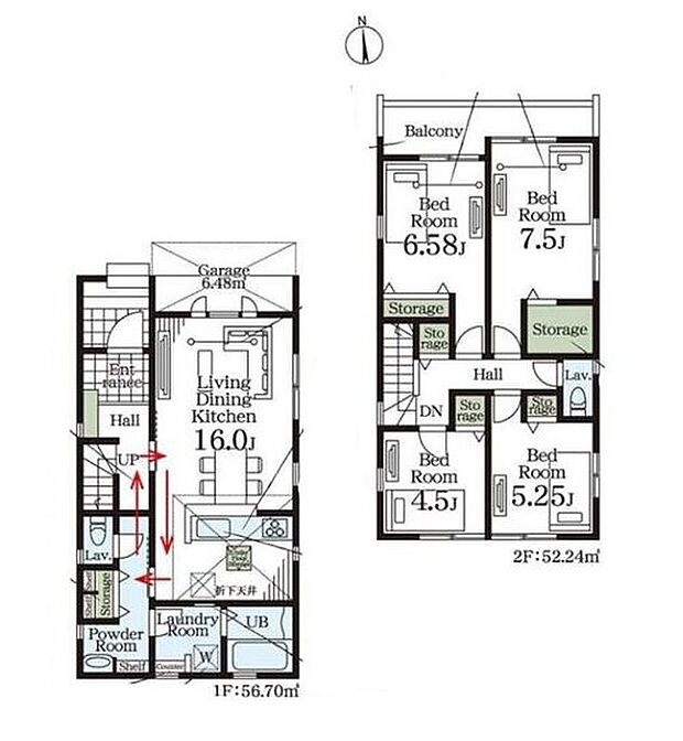 (1号棟)、価格5380万円、4LDK、土地面積101.57m2、建物面積108.94m2

