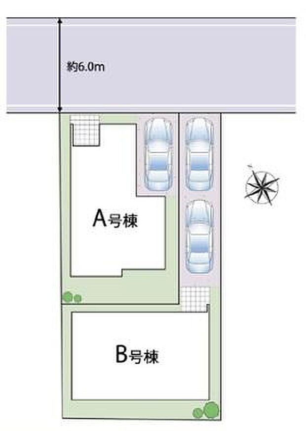 前道が6mあるので、車庫入れが苦手な方でも安心して入れられます。コンビニや公園が徒歩圏内にそろって便利です!ぜひ一度ご覧下さい!