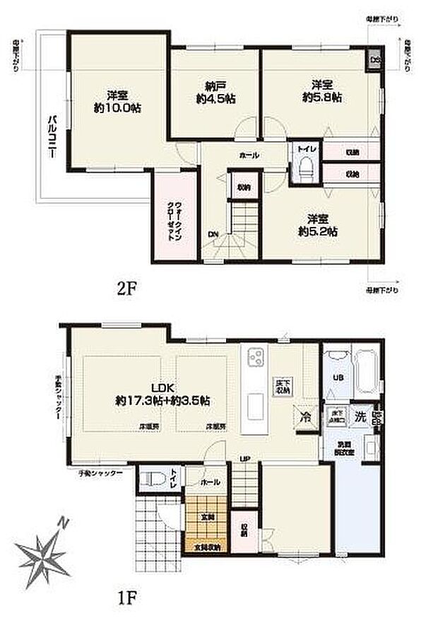 (1号棟)、価格5199万円、3LDK+S、土地面積108.85m2、建物面積106.61m2