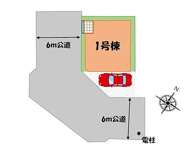 前面道路は、角地で6ｍあるので車庫入れが苦手な方でも安心して入れられます♪小学校は徒歩7分で低学年のお子様でも無理なく通える距離です☆是非ご覧ください♪