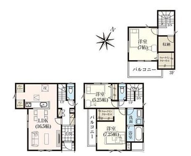 【3LDK】☆2階にウォークインクローゼットを設置☆
衣類だけでなく、鞄などの小物からスーツケースやレジャー用品などの大きな物までたっぷり収納できます♪