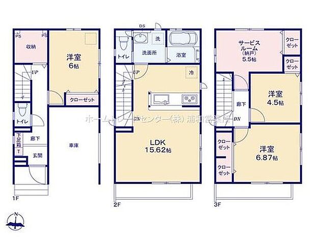 【3LDK+S】建物面積は車庫部分（約13.11m2）含まれます。

☆1階に収納設置☆
2帖の収納を設置しました。隠しておきたい掃除道具やトイレットペーパーなどのストックも収納できますよ♪