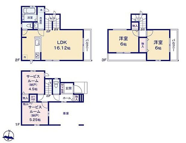 【2LDK+2S】建物面積は車庫部分面積約13.49m2含まれます。
☆2階にリビングを設置☆
2階のリビングは２面採光で明るい開放感のある空間となり、2階で視線も気になりません♪