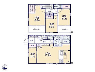 ☆全室南向き☆
全ての居室が南向きで光と風を取り入れられます♪
主寝室は、8帖ありWIC完備でゆとりの空間となりますね！ 