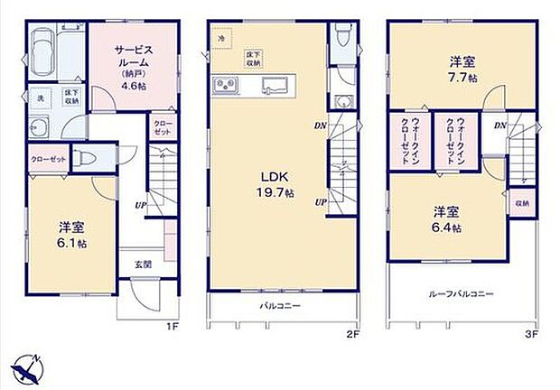 【3LDK+S】2階LDKは人目も気にならずプライバシーを確保することが出来ます！１階と３階の両方にお部屋があるので家族で居住スペースを分けるなど、ライフスタイルに合わせて使い分けていただけます。