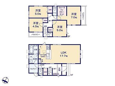 ◇対面式キッチン採用♪3面採光で明るい17帖超のLDK！
◇主寝室にはWIC完備！季節ものなどがたっぷり収納できます♪
◇水回りが集中しているので、家事の動きがらくちん♪ 