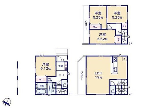【4LDK】◇陽光溢れる2階LDK！プライバシーが守れた空間で心地よく過ごせます♪
◇リビングにいる家族を見守りながら調理できる対面式キッチン♪
◇1階と2階に居室を分けられたライフワークに合わせて使いやすい間取り♪