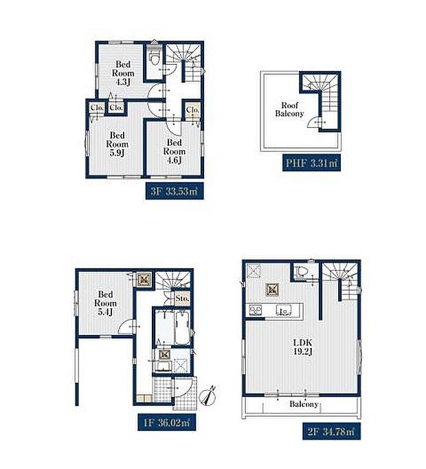 【4LDK】道路からの視線が気にならない2階リビングは、広々19帖超♪
ルーフバルコニーでは大きく広がる青空を眺めながら日光浴など、プライバシーを守りながら豊かな時を過ごせます。