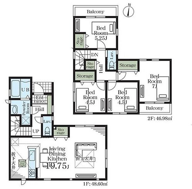 【4LDK】◇3面採光の開放感あるリビングは広々19.75帖☆
◇リビングの様子も分かりやすい対面式キッチン採用♪
◇オールフローリングでお手入れ・お掃除ラクラクです♪