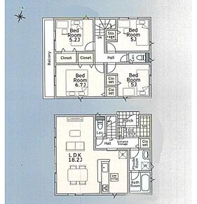 ◇広々18帖のLDK！対面キッチンからはLDK全体を見渡せます♪
◇廊下収納、SIC、各居室収納などでお部屋スッキリ♪
2階に4部屋をまとめることで、ご家族それぞれのプライベート空間も保てますね♪ 