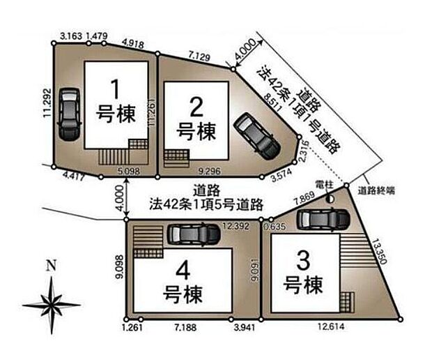 【全体区画図】前面道路は車通りが多くないので、お車の出し入れもラクラクです♪
小中学校まで徒歩7分!お子様の登下校も安心の距離ですね☆