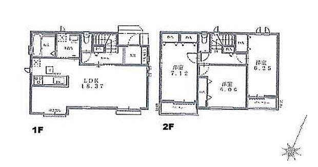 【3LDK】ご家族が集う空間と、個の時間を大切にする居室をしっかり分け合える２階３居室プラン♪南向きの居室は日当たり良好♪水回りもまとまっているので家事もスムーズに動けます！