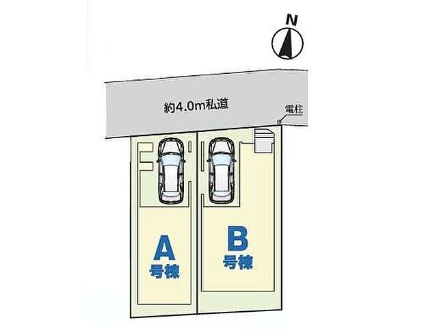 【 全体区画図】小学校、公園は徒歩4分で近くて安心な環境です☆
ビルトインガレージの車庫は雨からお気に入りのお車を守ってくれます♪是非ご覧ください！