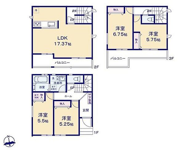 【4LDK】大きな南窓から暖かな光がたっぷり差し込む2階リビング。プライバシーも守れて、ご家族の憩いの場ですね♪一部屋一部屋にワイドな収納を完備!お洋服もスッキリ収納☆