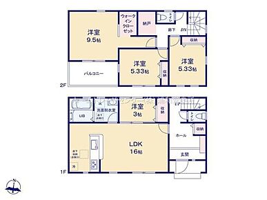 ☆主寝室9.5帖+WIC設置☆
主寝室は9.5帖の広々空間を確保致しました！WICが付いており鞄などの小物から大きな物までたっぷり収納できます♪ 