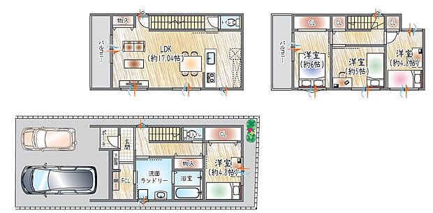 【参考プラン(2)】(ベストプラン建物価格：2180万円～)
■建物面積100.11m2
洗濯動線をぎゅっと短縮。家事の手間を減らす洗面ランドリー付き。ママの強い味方になること間違いなしです