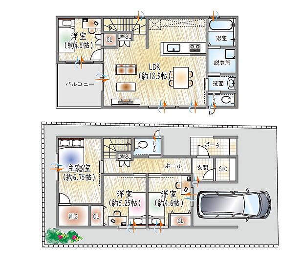 【【参考プラン図】】(ベストプラン住宅 建物価格:2180万円~)
【建物面積:約98.88m2】2階×4LDK
約18.5帖のゆとりあるリビングは、家族がのびのびと過ごせる開放的で快適な空間です!