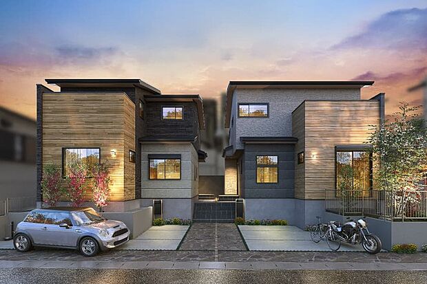 【灯かりのいえなみ協定(R)】夜間にポーチ灯や門灯、スポットライト、外壁灯を点灯することで、街並み全体をライトアップ。街並みの景観を美しく演出するとともに、夜間の防犯性を高める協定です。（LEDライト使用）