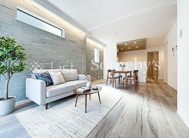 ■リビング■(2号棟)本画像はAIがCGで家具作成しており、実際の現地に家具は設置されておりません。また、販売価格に家具等は含まれておりません。