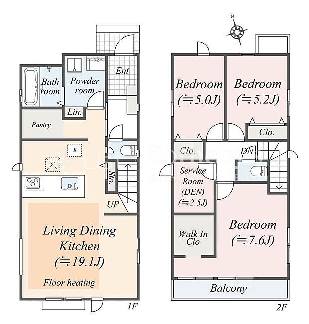 【3LDK+S】【2号棟】図面と異なる場合は現況を優先。
