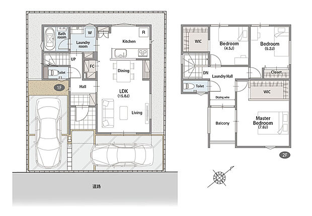 3LDK+ファミリークローク+ランドリーホール+大型インナーバルコニー