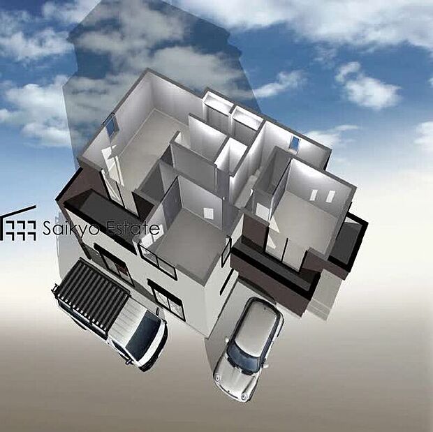 【参考プラン例による内観完成予想図（1号地）】窓が多く、採光を取り込める面積が大きい事で明るく気持ちの良い空間となっております♪家族みんなが集まる場所がいつでも明るいのは嬉しいですね！
