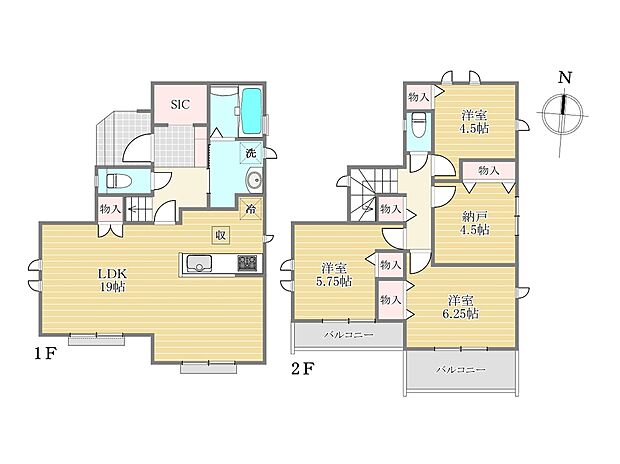 【参考プラン例（間取り図）A号地】建物面積96.05ｍ2、参考建物価格1600万円より承ります。土地＋建物参考プラン価格5590万円（税込）※上記請負い価格の場合は間取り変更不可となります。