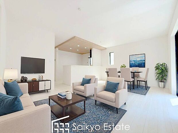 【リビング【施工例】】家族が集い、楽しい会話と美味しいごはん。何気ない家族団らんの時間が幸せに感じられる、そんな空間になりそうです。
