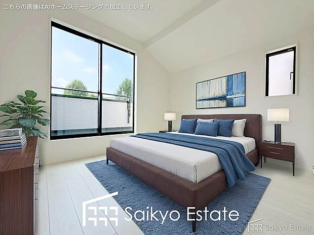 【洋室【施工例】】2面採光で明るく風通しも良好です！天気の良い日は是非窓を開けて空気の入れ替えをしてみるのはいかがでしょうか♪