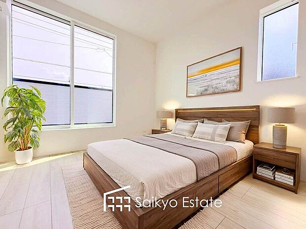 【洋室【施工例】】2面採光で明るく風通しも良好です!天気の良い日は是非窓を開けて空気の入れ替えをしてみるのはいかがでしょうか♪