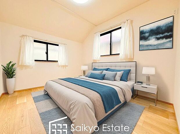 【居室【施工例】】2面採光で明るく風通しも良好です!天気の良い日は是非窓を開けて空気の入れ替えをしてみるのはいかがでしょうか♪