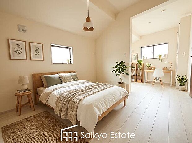 【洋室】4.5帖洋室と4.5帖洋室は1室としても使える2ドア1ルーム♪お子様の成長やライフスタイルに合わせて間取りを変えられる嬉しい仕様です。※家具や小物類はCG加工しています。