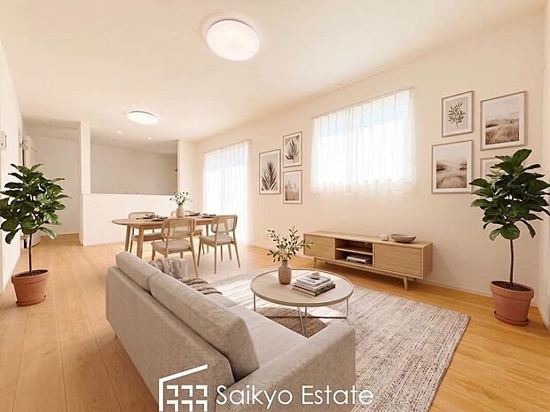 【リビング【施工例】】家族が集い、楽しい会話と美味しいごはん。何気ない家族団らんの時間が幸せに感じられる、そんな空間になりそうです。
